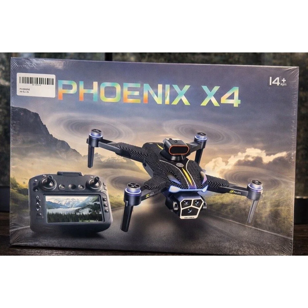DRONE PHOENIX X4 Camara-Built In Screen Remote. GPS Return to Sea- Sealed Box